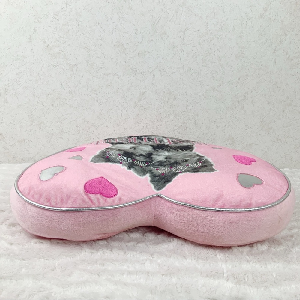 Justice Yorkie Puppy Best Friends Rhinestone Crowns Pink Heart Plush Pillow 2010 - Picture 6 of 11